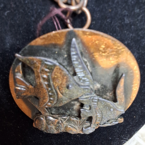 Rare Unsigned 40- 50s Rebajes Sculptural Fish Pendant Necklace - Picture 3 of 12